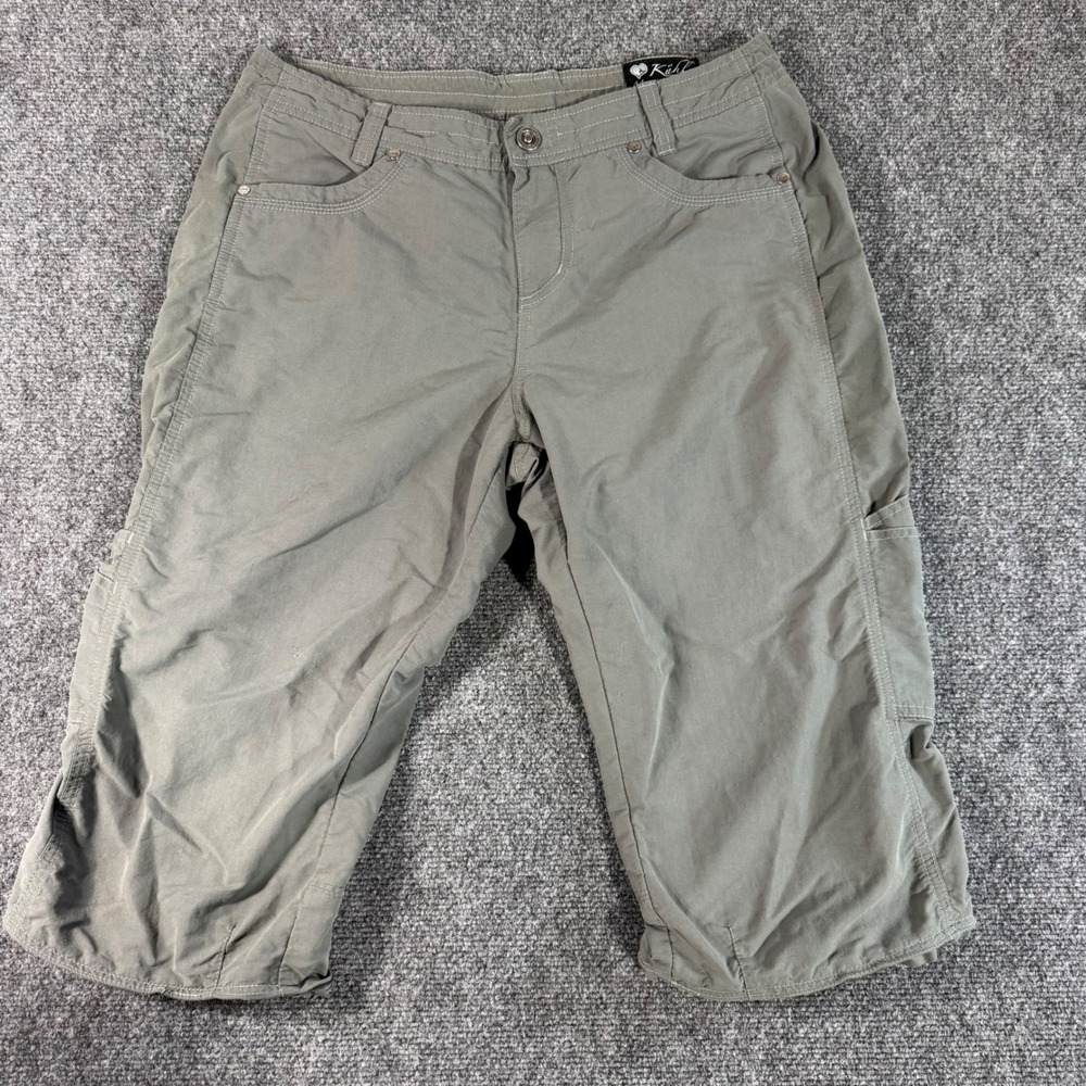 Kuhl Women's Mountain Culture Cargo Capris Size 12 Olive‎ Green Outdoor Hiking